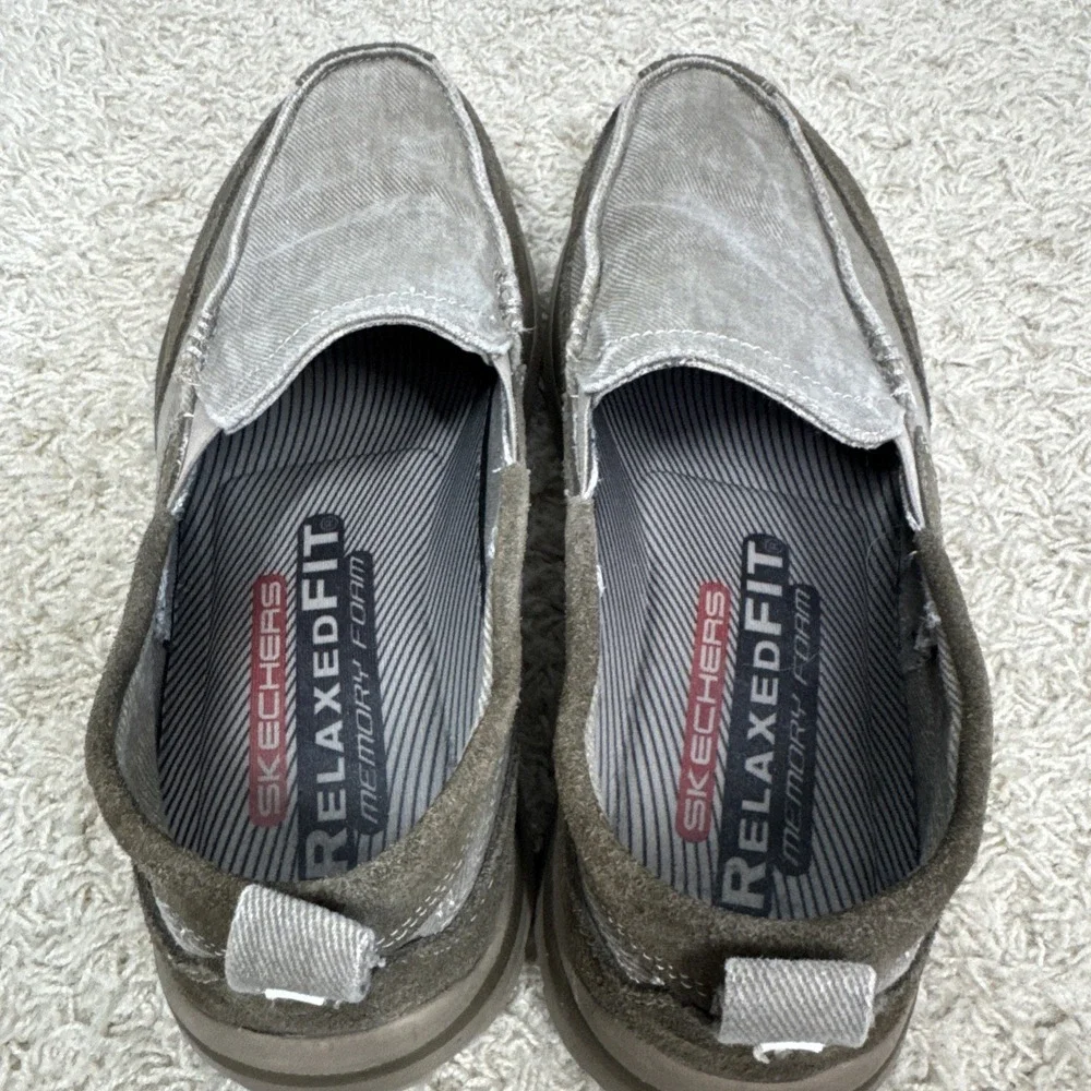 SKECHERS Relaxed Fit 63820 Taupe Memory Foam Slip On Shoes Loafers Mens 11.5‎